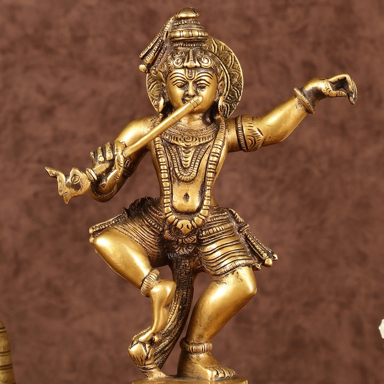 Brass Dancing Krishna Idol | Height: 9 inch
