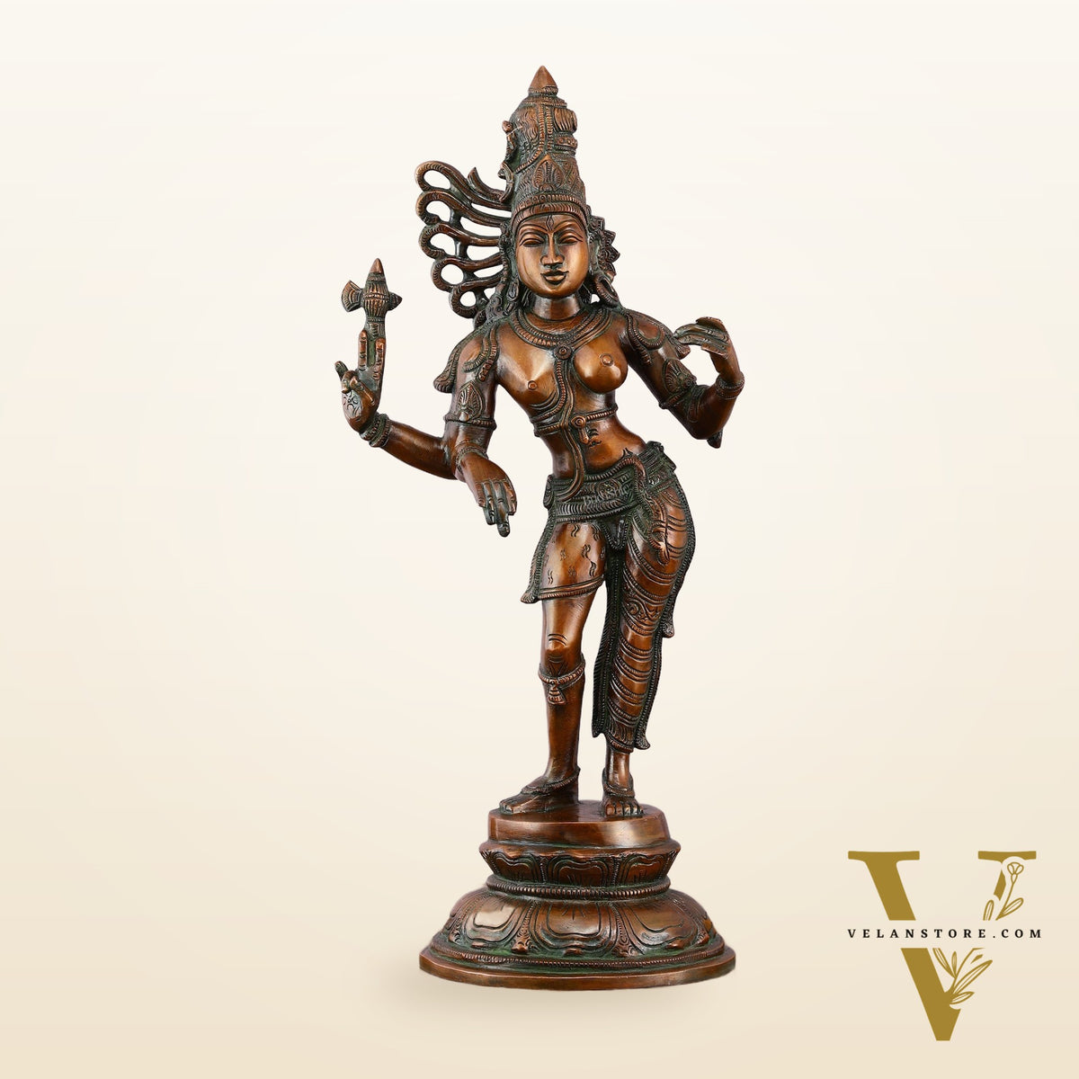 Antique Brass Ardhanarishwara Sculpture – 16.5 inch