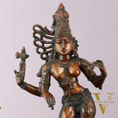 Antique Brass Ardhanarishwara Sculpture – 16.5 inch