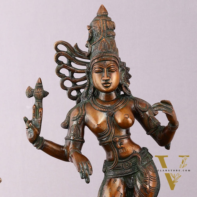 Antique Brass Ardhanarishwara Sculpture – 16.5 inch