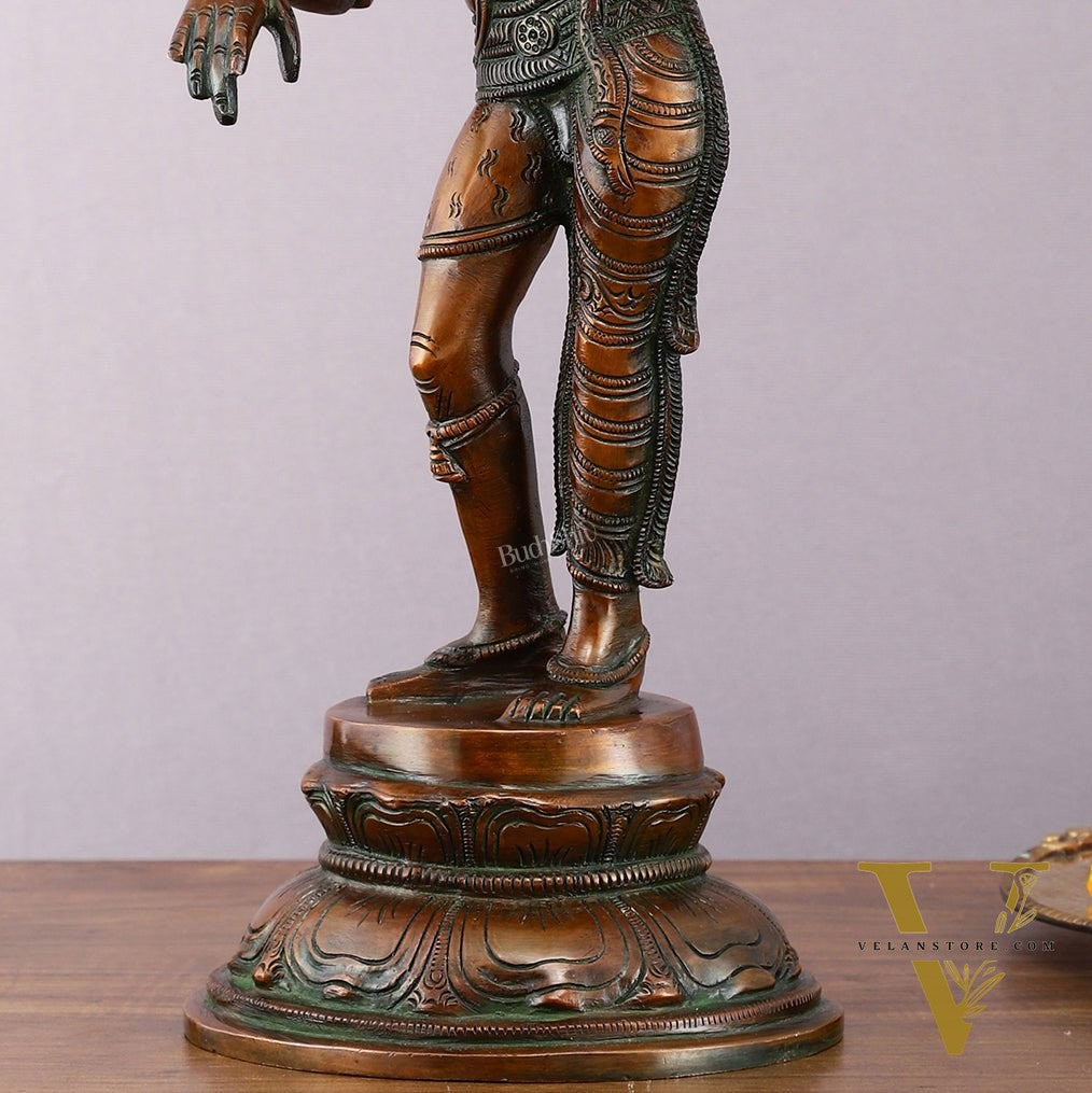 Antique Brass Ardhanarishwara Sculpture – 16.5 inch