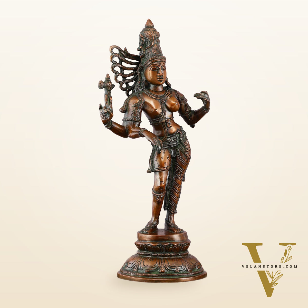Antique Brass Ardhanarishwara Sculpture – 16.5 inch