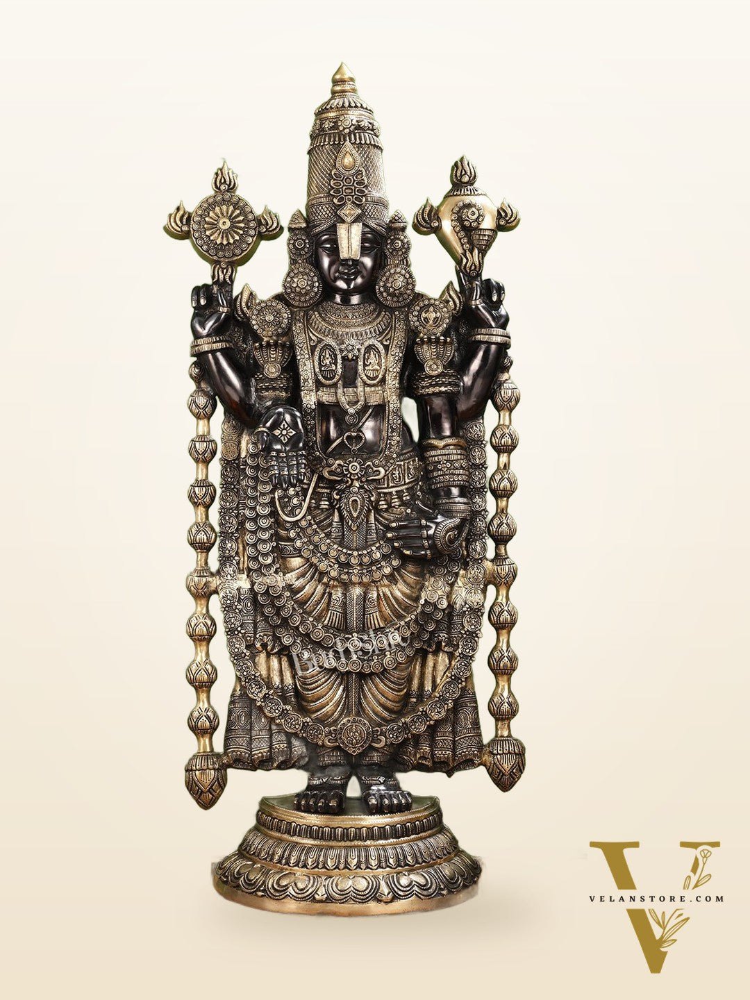 Antique Brass Black Tirupati Balaji Idol | Lord Venkateshwara | 48 inch