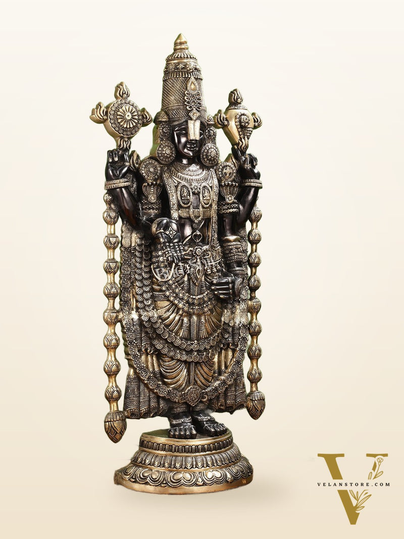 Antique Brass Black Tirupati Balaji Idol | Lord Venkateshwara | 48 inch