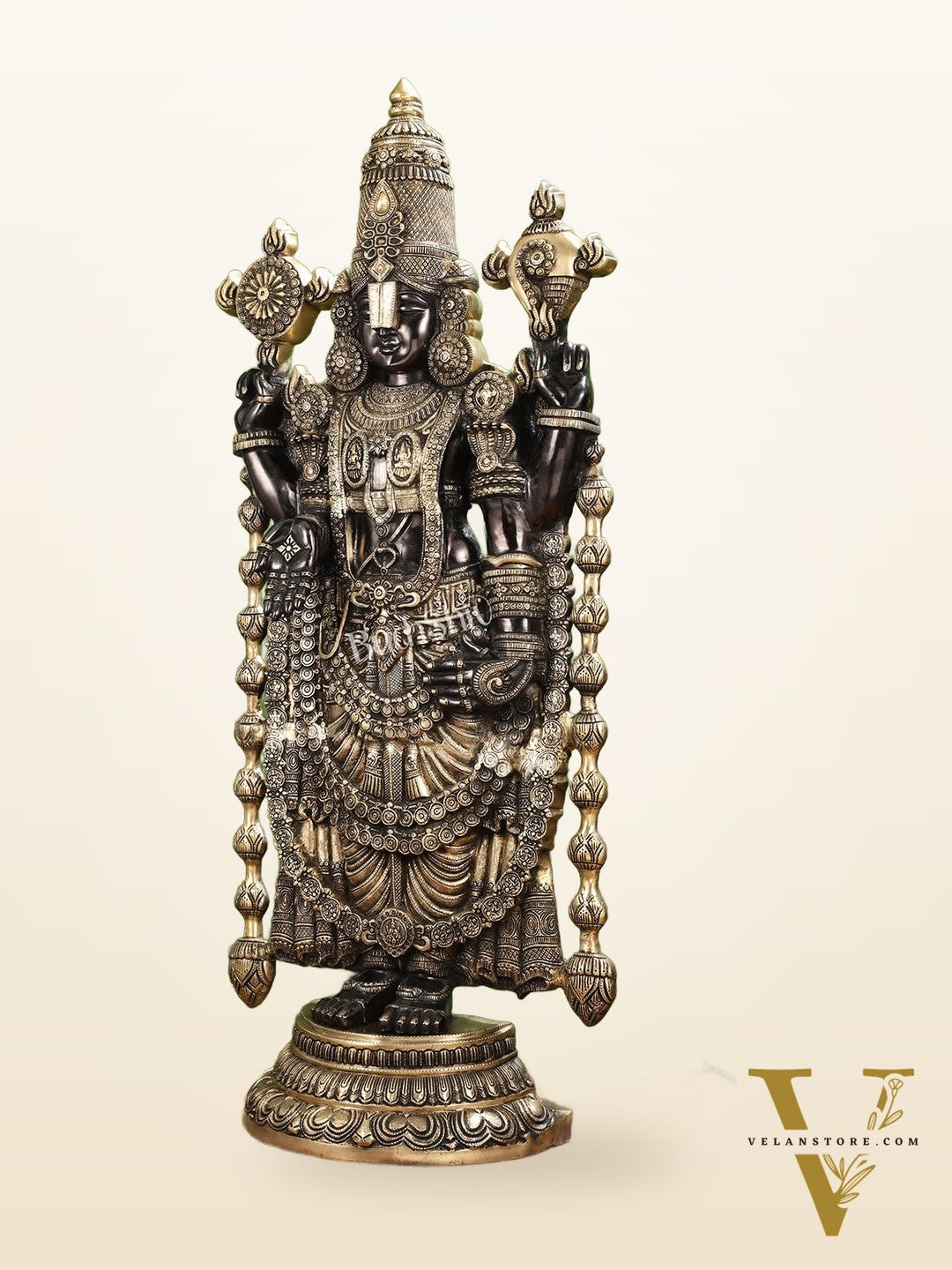 Antique Brass Black Tirupati Balaji Idol | Lord Venkateshwara | 48 inch