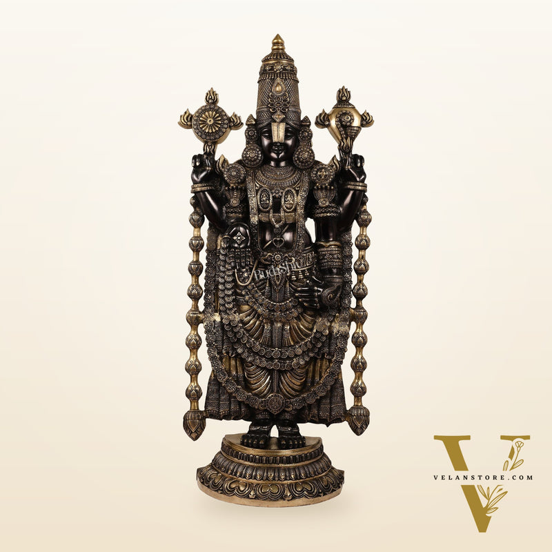 Antique Brass Black Tirupati Balaji Idol | Lord Venkateshwara | 48 inch