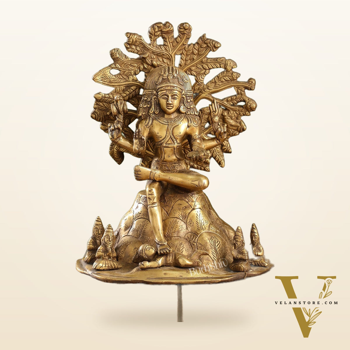 Antique Brass Dakshinamurthy Statue | 12" Vintage