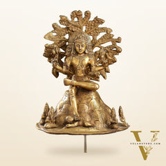 Antique Brass Dakshinamurthy Statue | 12" Vintage