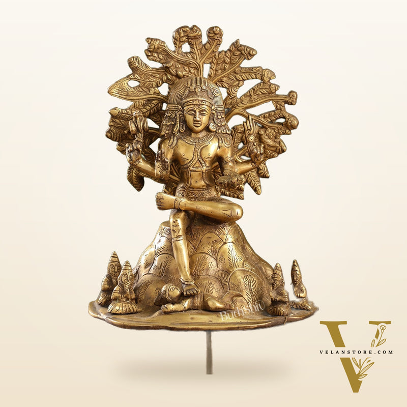 Antique Brass Dakshinamurthy Statue | 12" Vintage