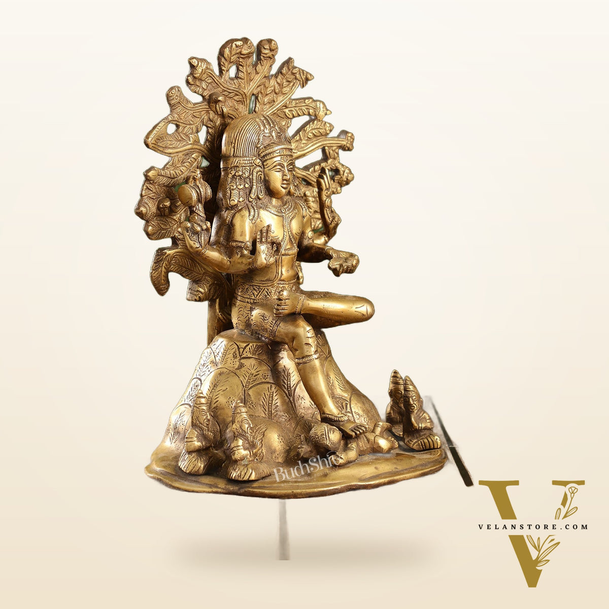 Antique Brass Dakshinamurthy Statue | 12" Vintage