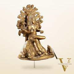 Antique Brass Dakshinamurthy Statue | 12" Vintage