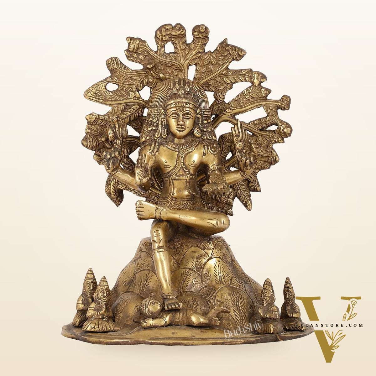 Antique Brass Dakshinamurthy Statue | 12" Vintage