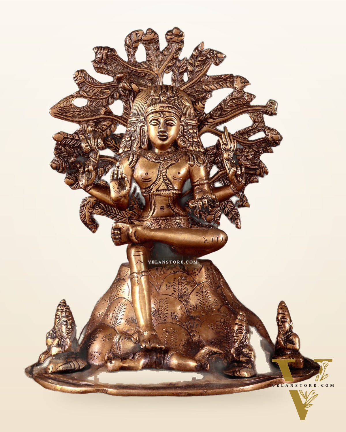 Antique Brass Dakshinamurthy Statue | 12" Vintage