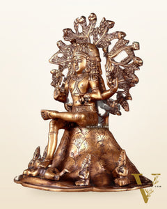 Antique Brass Dakshinamurthy Statue | 12" Vintage