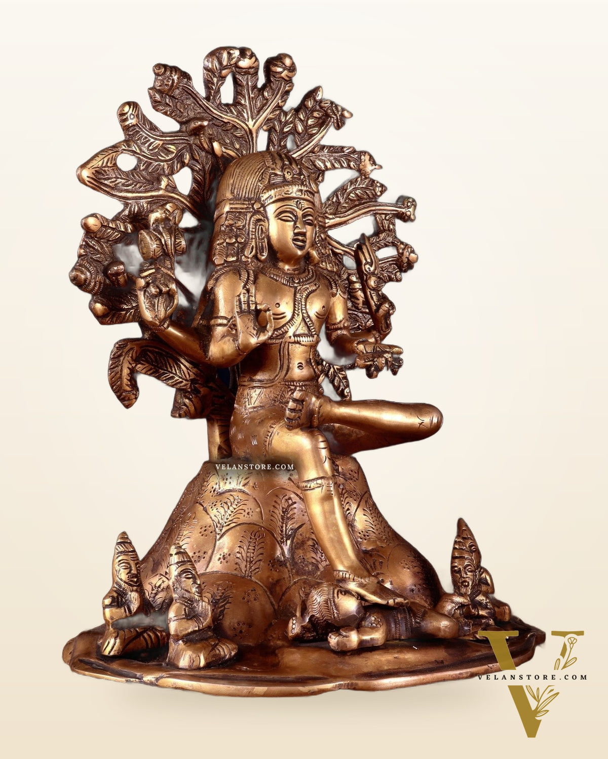 Antique Brass Dakshinamurthy Statue | 12" Vintage