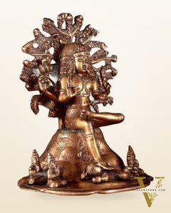 Antique Brass Dakshinamurthy Statue | 12" Vintage