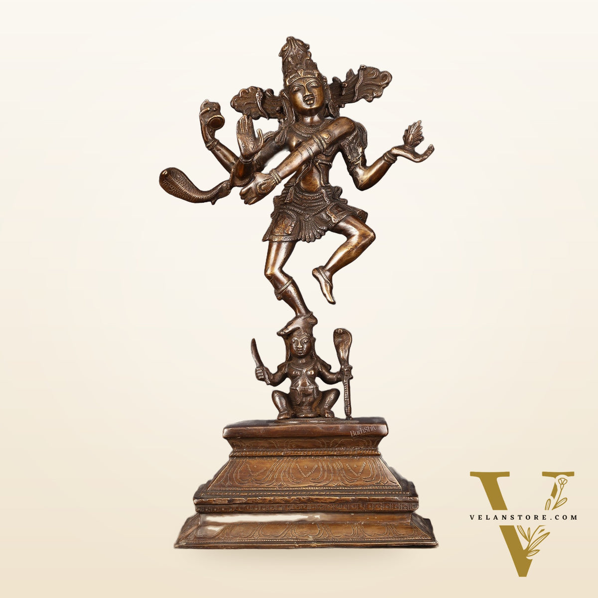 Antique Brass Dancing Lord Shiva Statue - 17 Inch