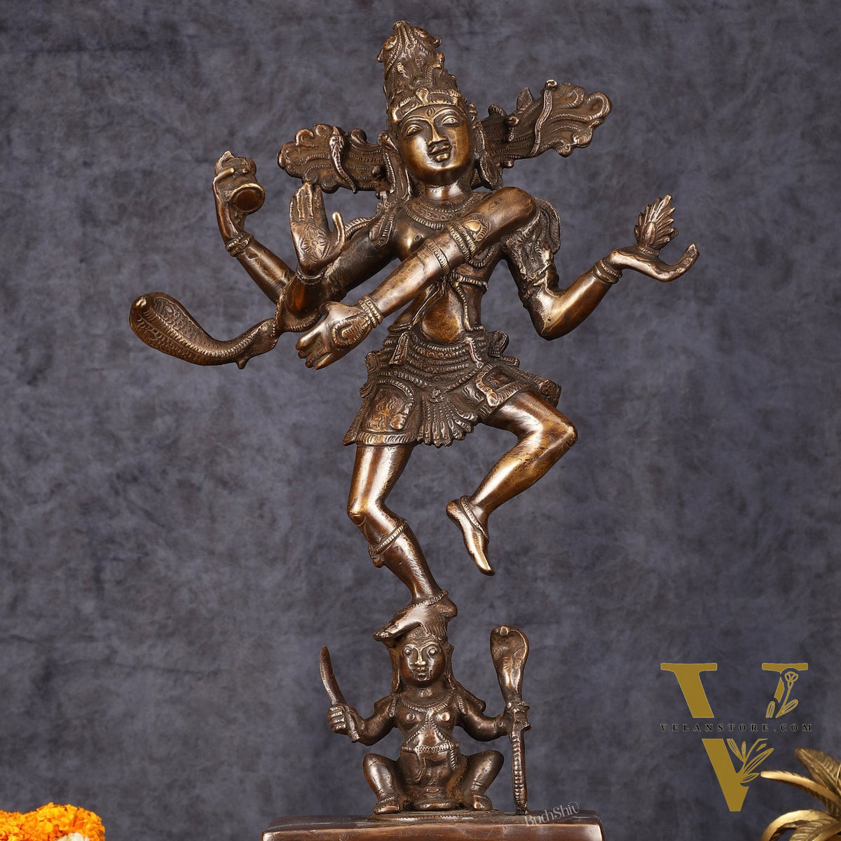 Antique Brass Dancing Lord Shiva Statue - 17 Inch