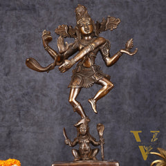 Antique Brass Dancing Lord Shiva Statue - 17 Inch