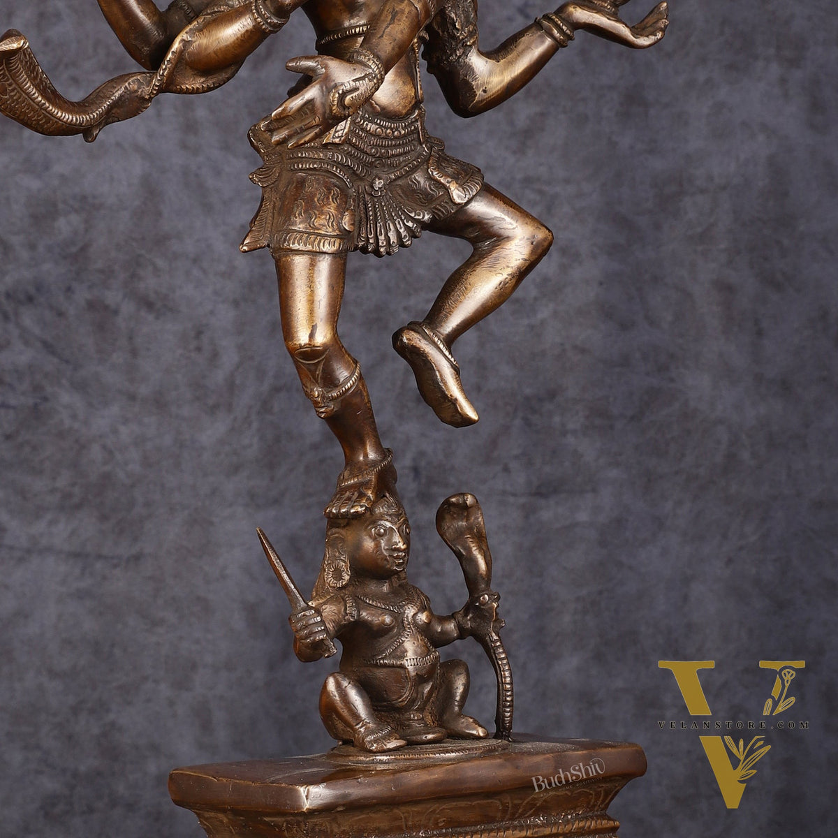 Antique Brass Dancing Lord Shiva Statue - 17 Inch