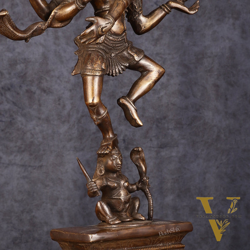 Antique Brass Dancing Lord Shiva Statue - 17 Inch