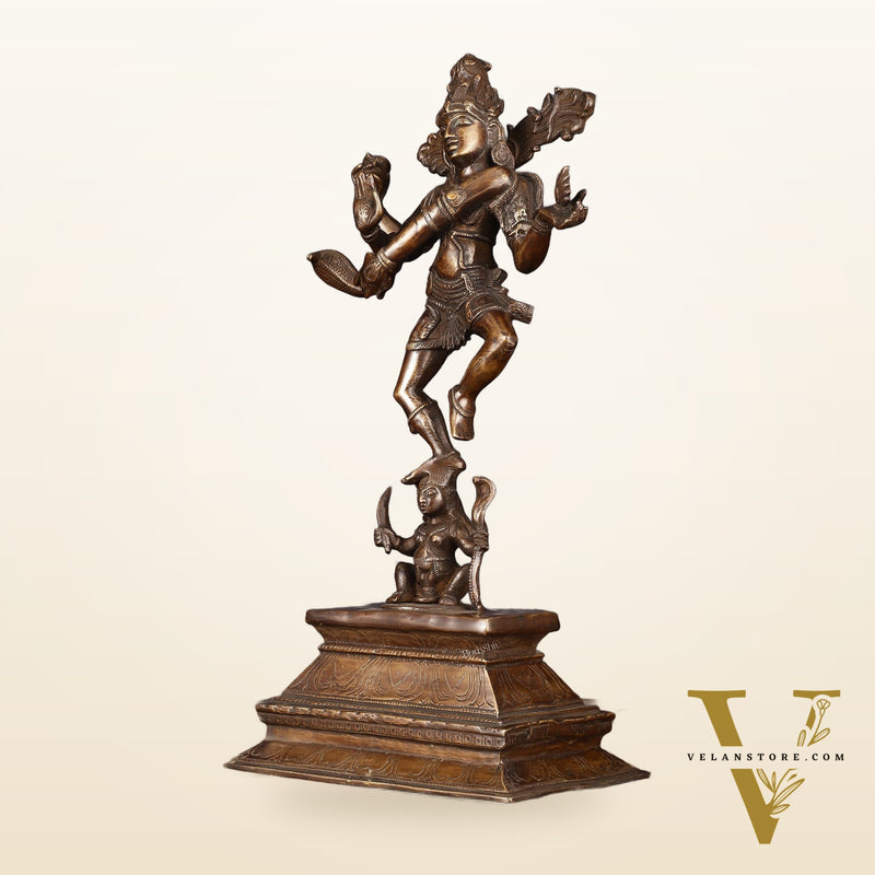 Antique Brass Dancing Lord Shiva Statue - 17 Inch