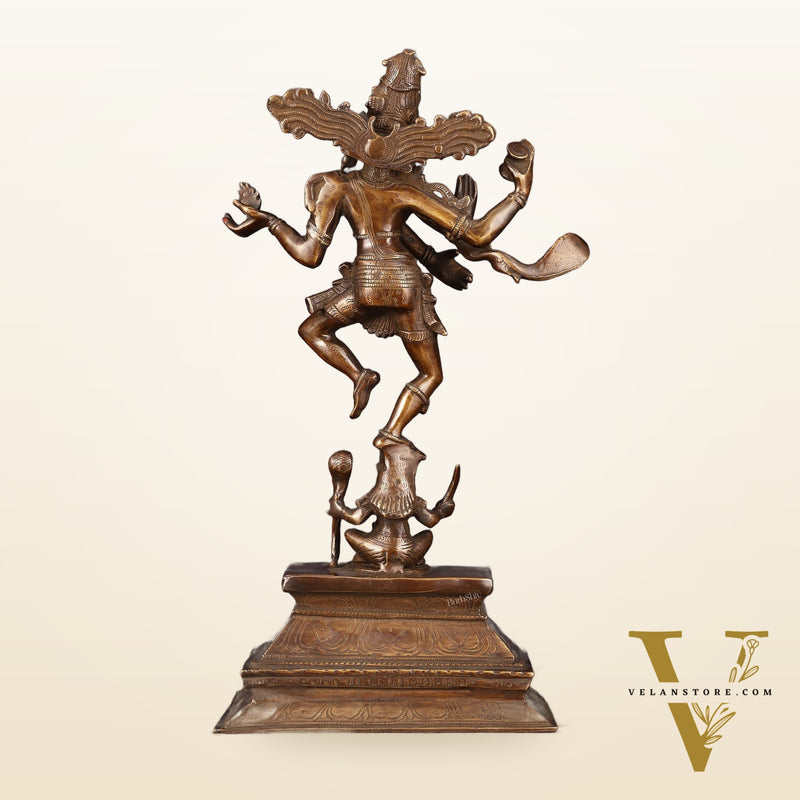 Antique Brass Dancing Lord Shiva Statue - 17 Inch