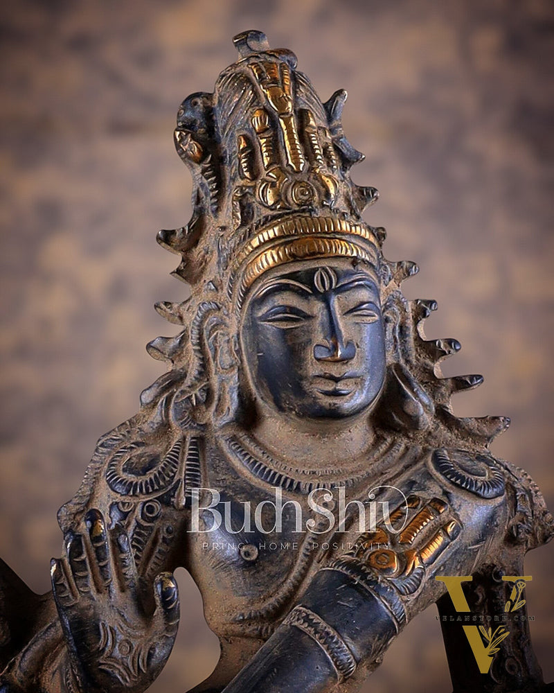 Antique Brass Dancing Shiva Idol | Unique Pose with sand finish 10"