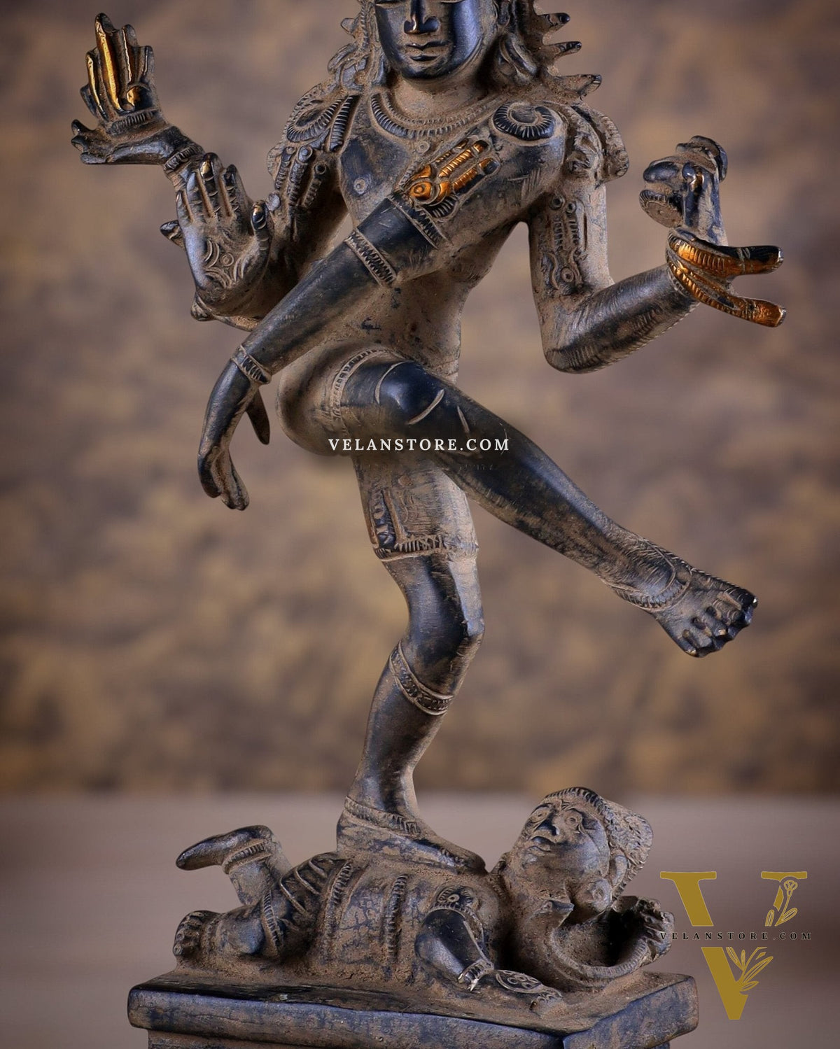 Antique Brass Dancing Shiva Idol | Unique Pose with sand finish 10"
