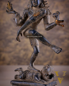 Antique Brass Dancing Shiva Idol | Unique Pose with sand finish 10"