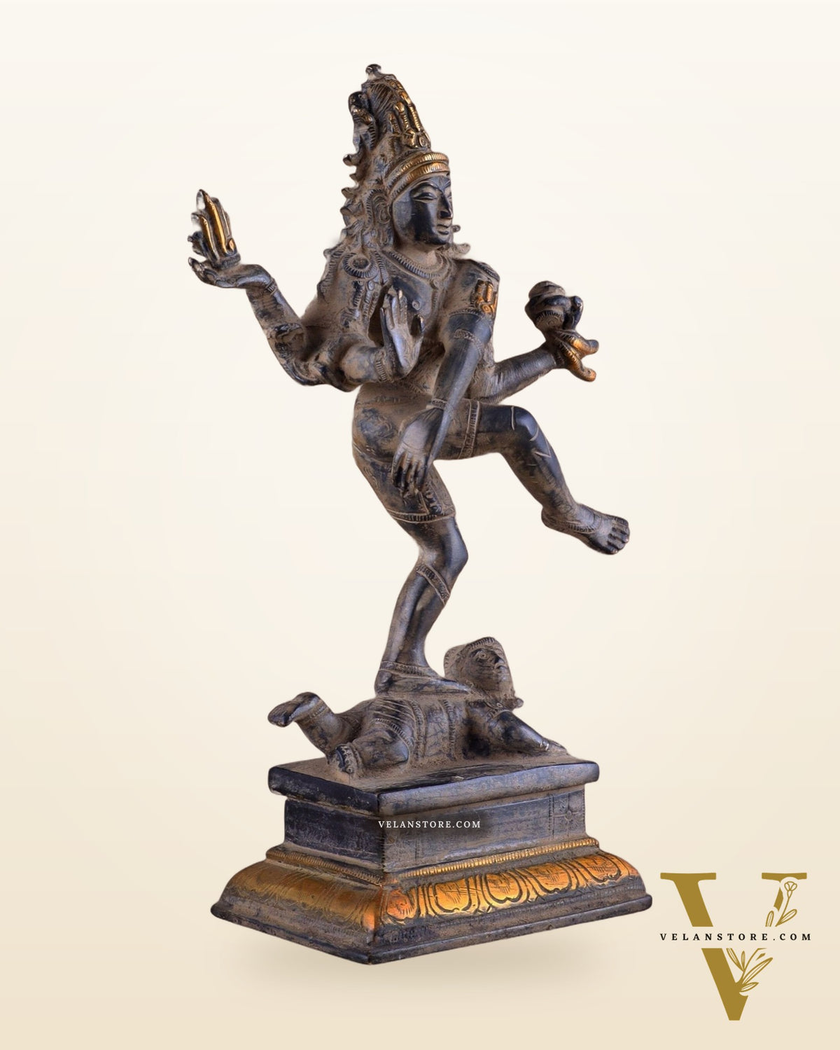 Antique Brass Dancing Shiva Idol | Unique Pose with sand finish 10"