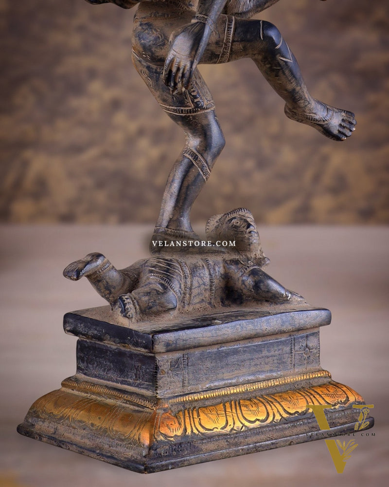 Antique Brass Dancing Shiva Idol | Unique Pose with sand finish 10"