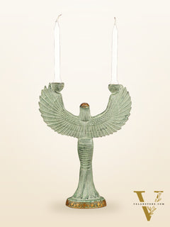 Antique Brass Goddess Iris Candle Holder - 12 inch