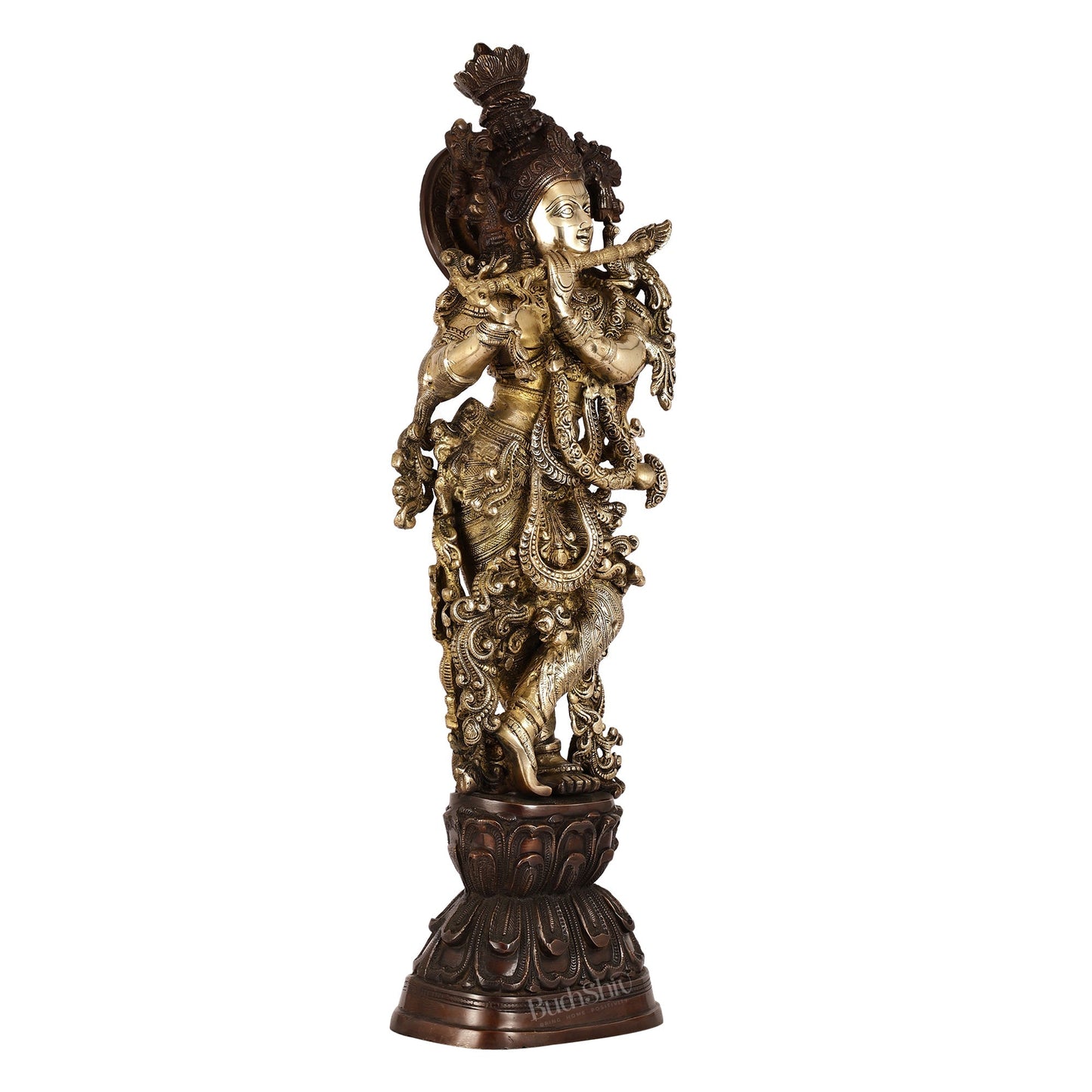 Antique Brass Handcrafted Krishna Statue 30 inch