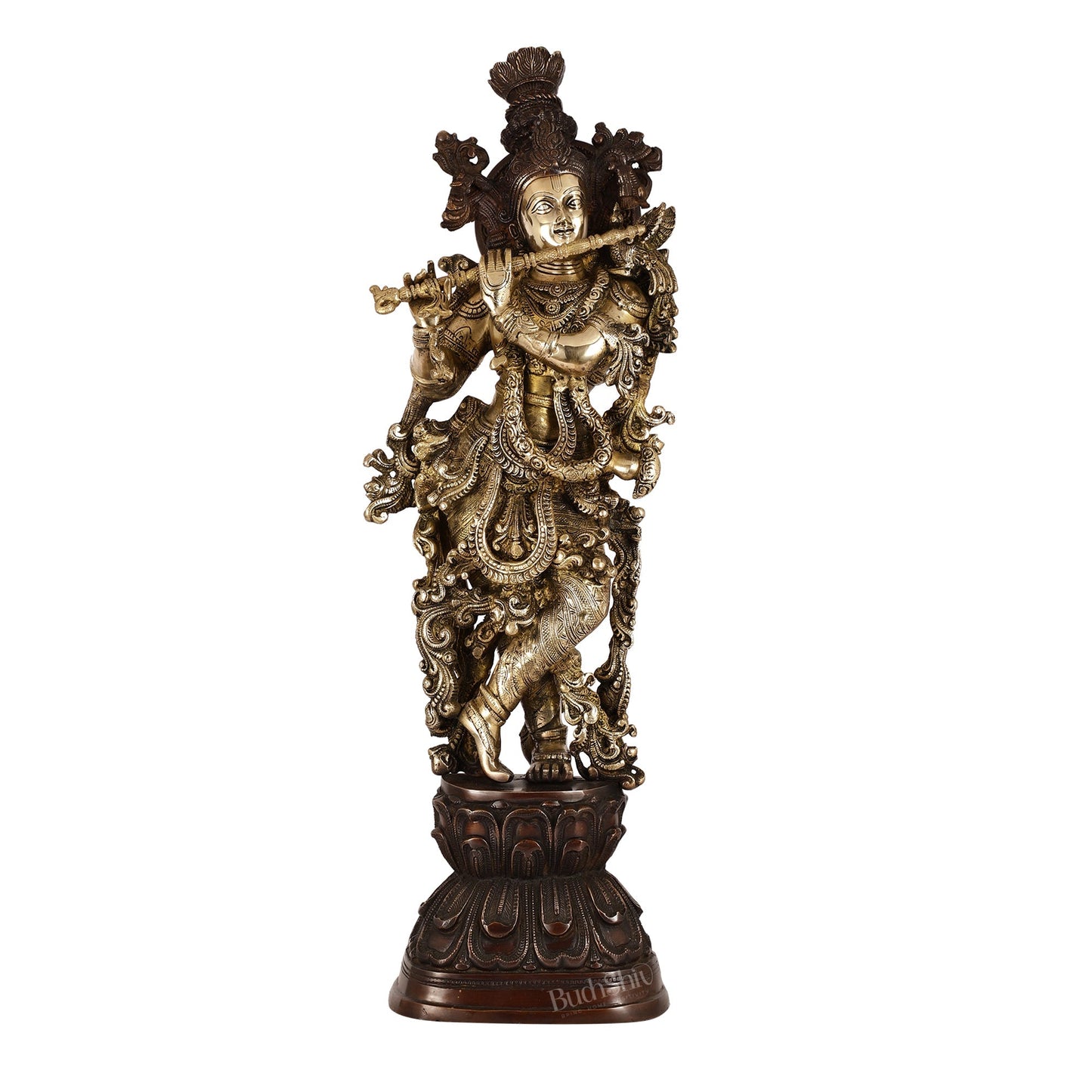 Antique Brass Handcrafted Krishna Statue 30 inch