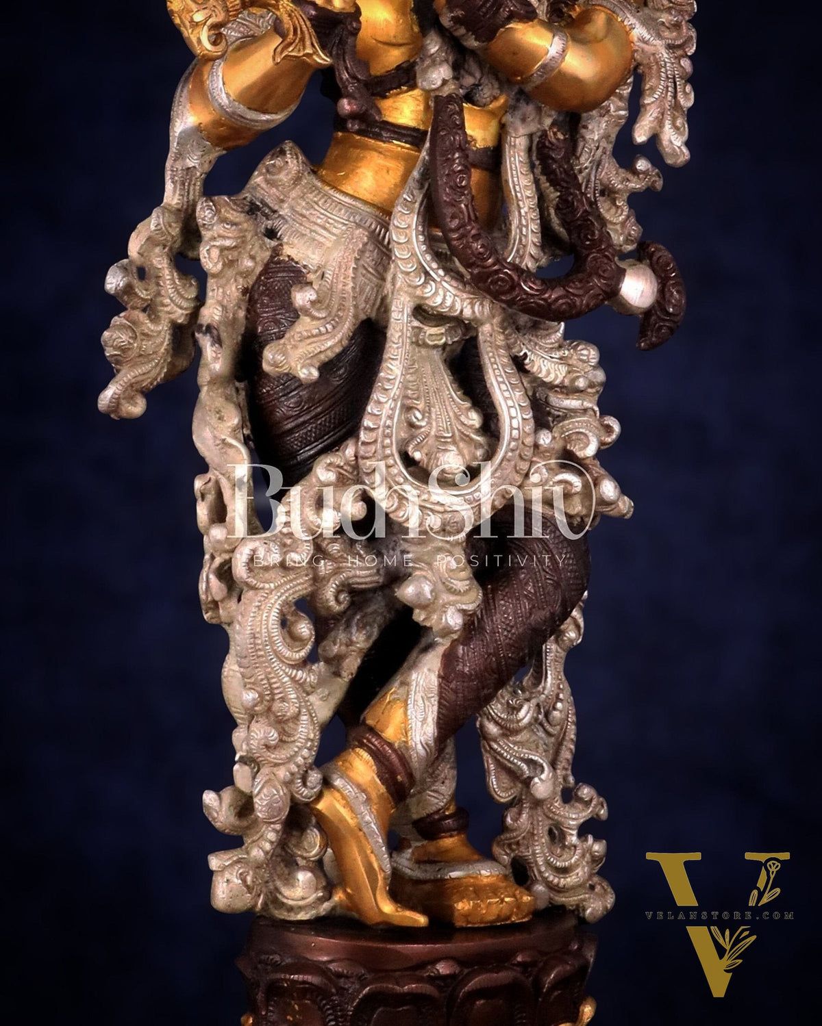 Antique Brass Handcrafted Krishna Statue - 30"