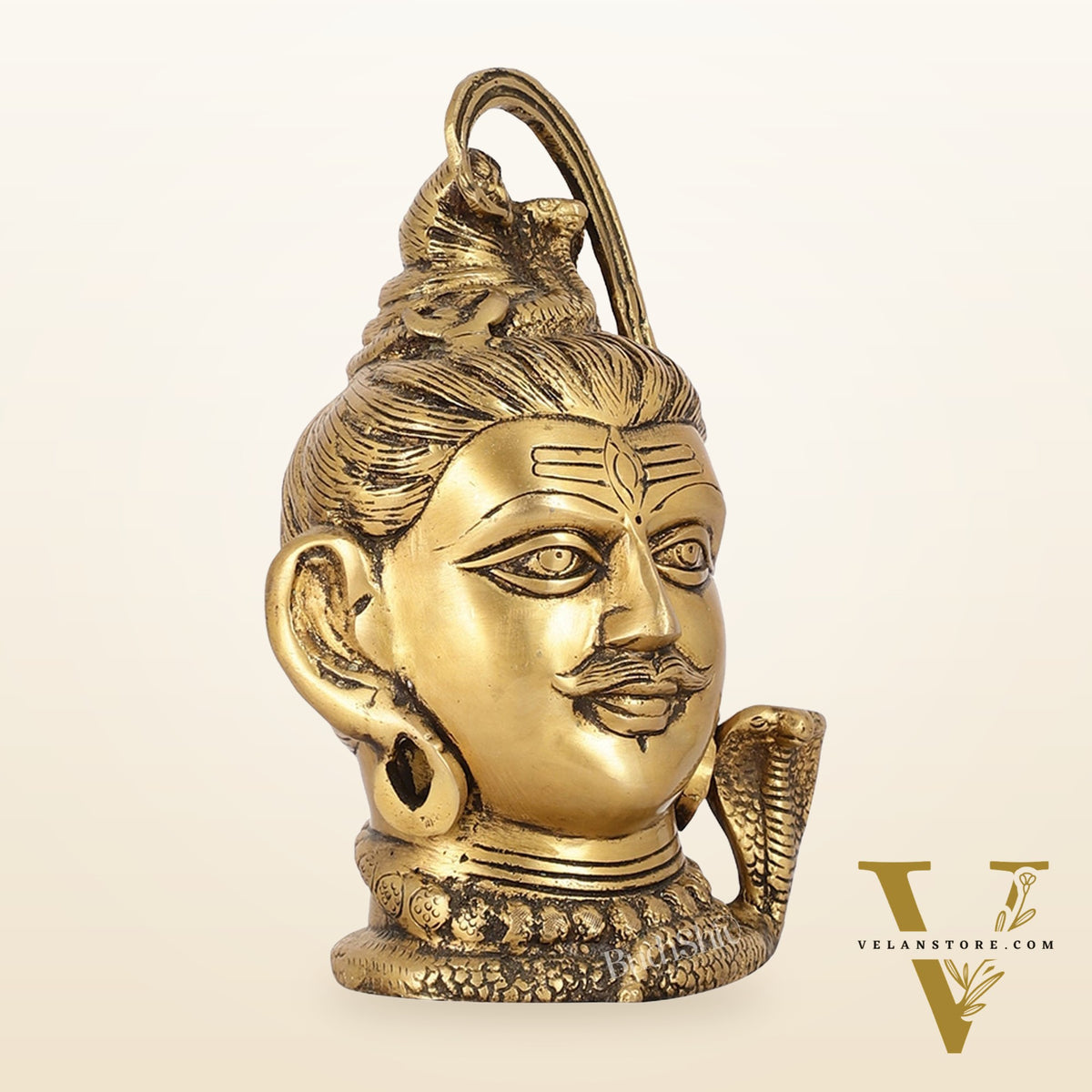 Antique Brass Handcrafted Mahakaal Lord Shiva Head Statue | 9" Height