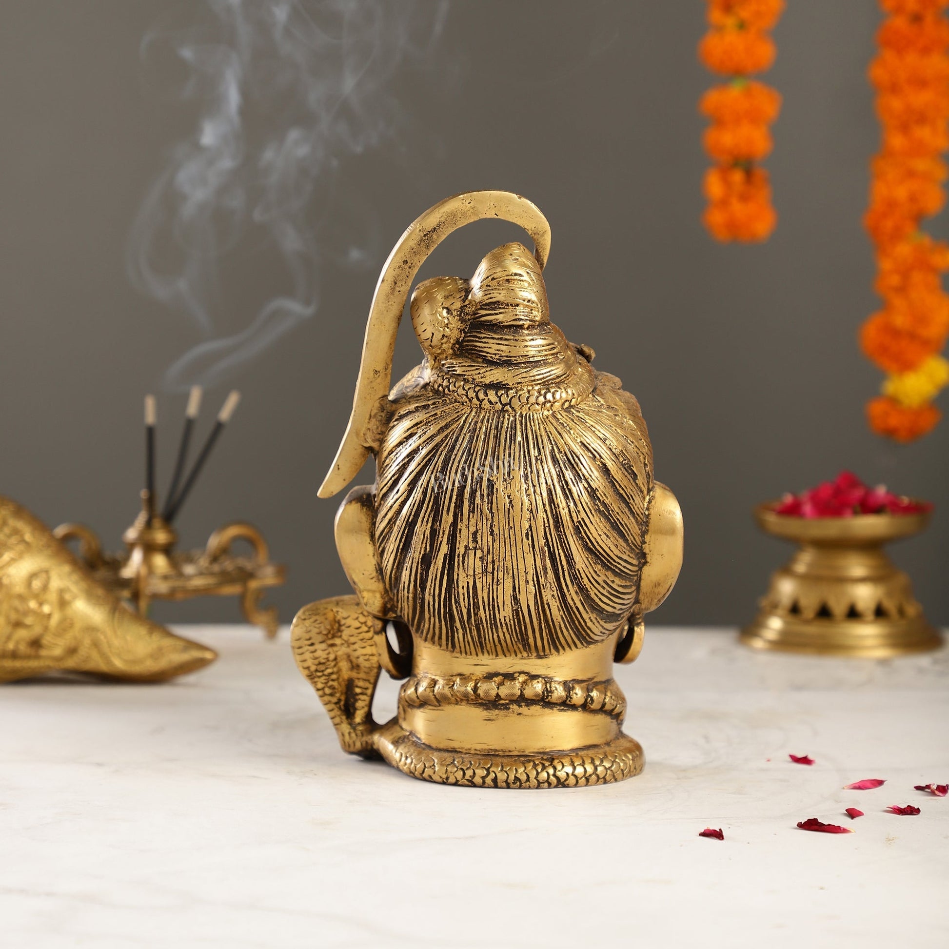 Antique Brass Handcrafted Mahakaal Lord Shiva Head Statue | 9" Height