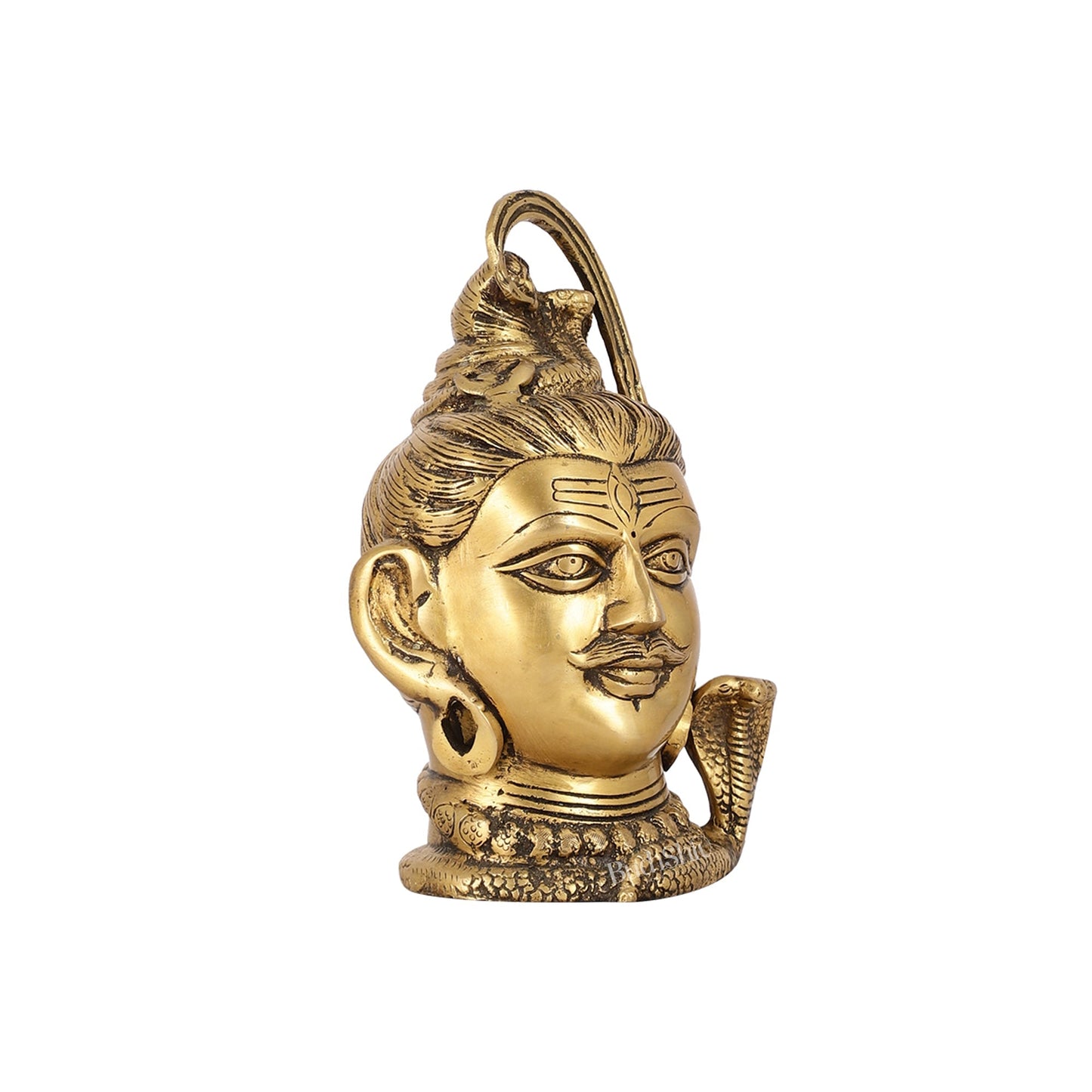 Antique Brass Handcrafted Mahakaal Lord Shiva Head Statue | 9" Height