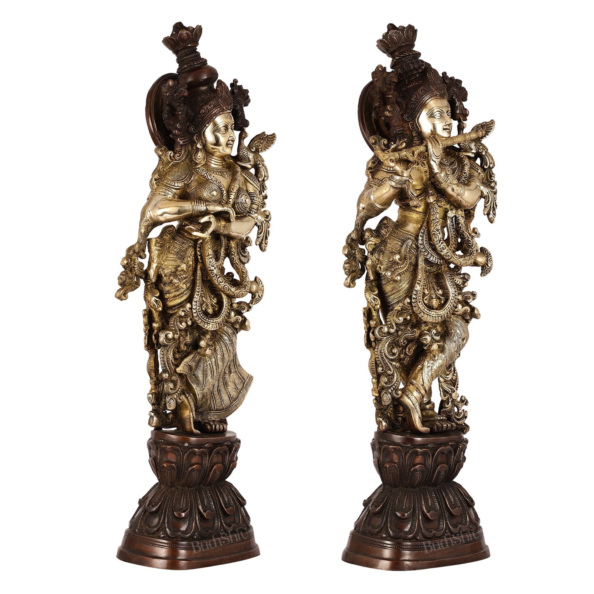 Brass Handcrafted Radha Krishna idol pair 30 inch