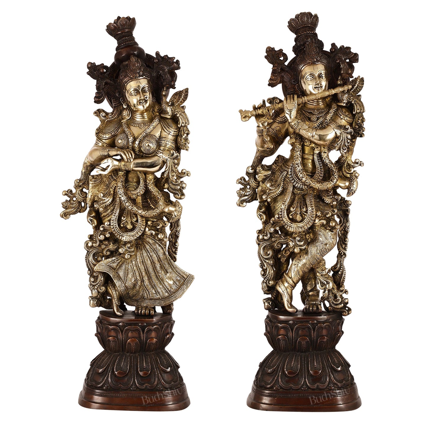 Brass Handcrafted Radha Krishna idol pair 30 inch