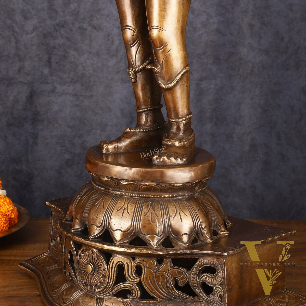 Antique Brass Handcrafted Standing Shiva as Pashupatinath Sculpture - Chola Style, 31.5"