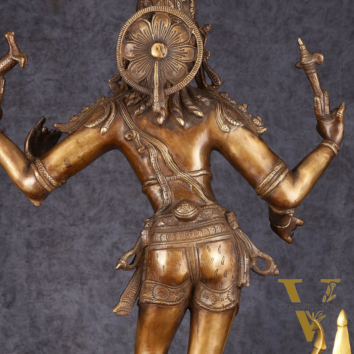 Antique Brass Handcrafted Standing Shiva as Pashupatinath Sculpture - Chola Style, 31.5"