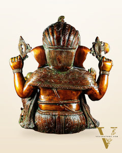 Antique Brass Lord Ganesha Idol - 21"