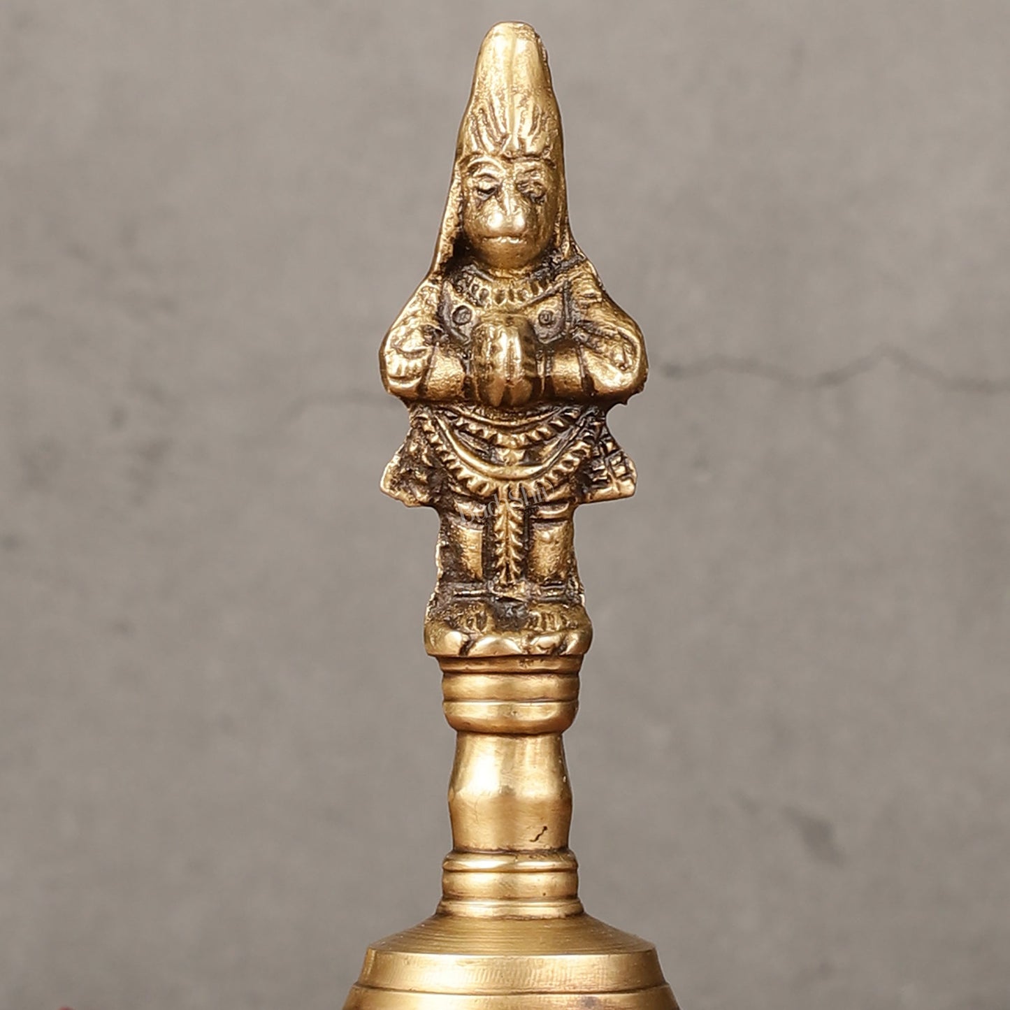 Antique Brass Lord Hanuman Temple Hand Bell for Pooja | Height 5.5 inch