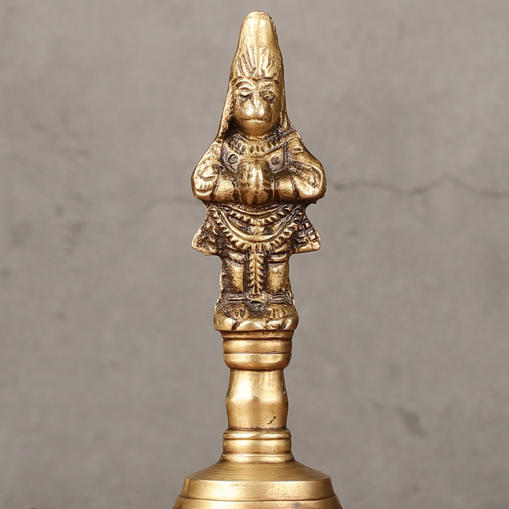 Antique Brass Lord Hanuman Temple Hand Bell for Pooja | Height 5.5 inch
