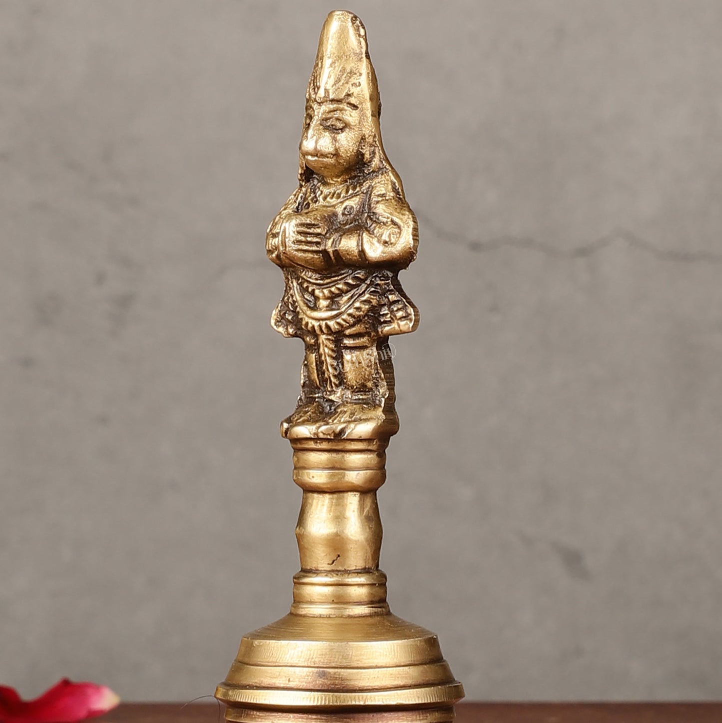 Antique Brass Lord Hanuman Temple Hand Bell for Pooja | Height 5.5 inch
