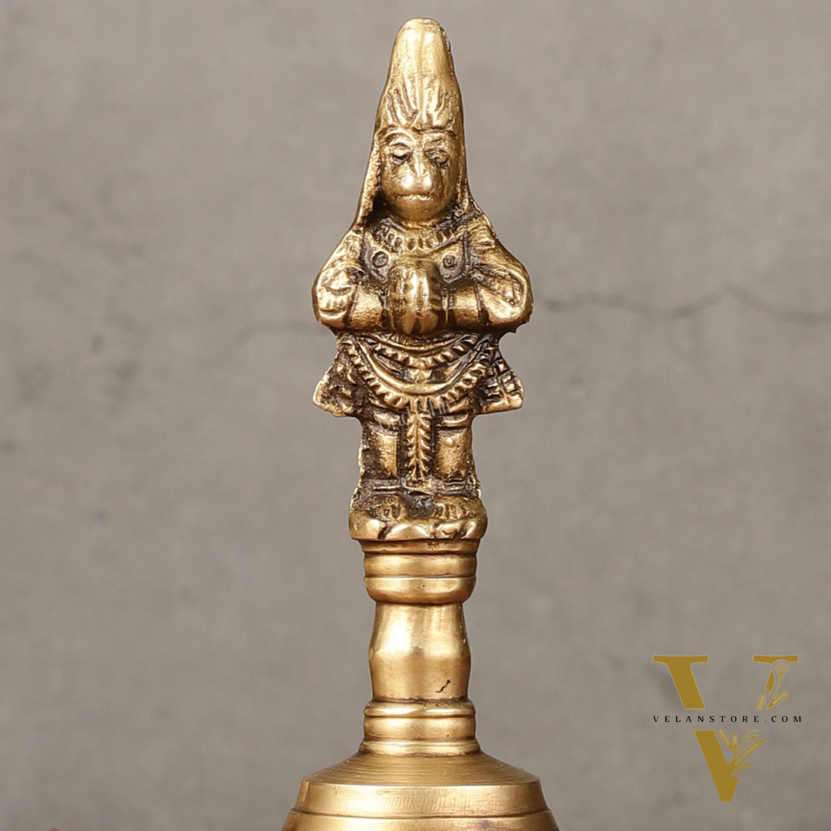 Antique Brass Lord Hanuman Temple Hand Bell for Pooja | Height 5.5 inch