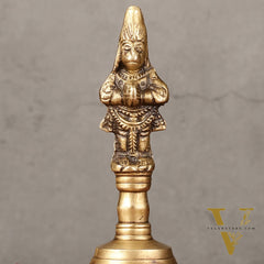 Antique Brass Lord Hanuman Temple Hand Bell for Pooja | Height 5.5 inch
