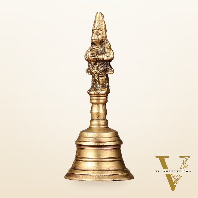 Antique Brass Lord Hanuman Temple Hand Bell for Pooja | Height 5.5 inch